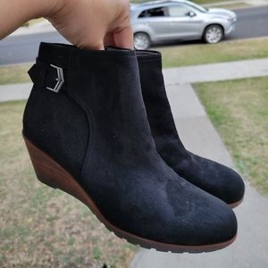 Dr. Scholl Black Wedge Ankle Boots